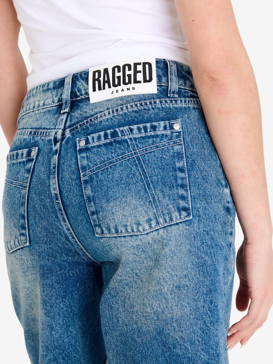 THE RAGGED PRIEST — Шорты Straight Bleach Mid Blue Wash