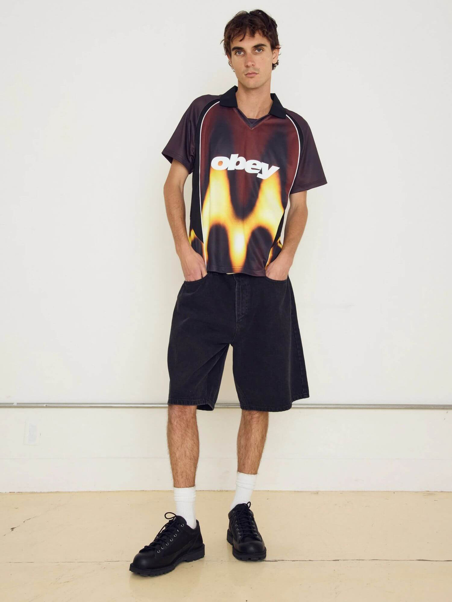 OBEY — Футболка Джерси Blurred Soccer Jersey Burnt Red Multi
