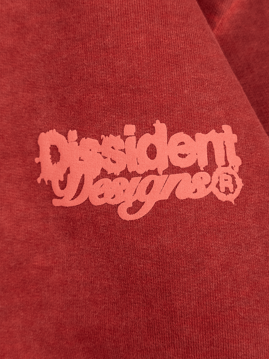 DISSIDENT — Худи DD Pufed Ink Dyed Hoodie in Faded Red