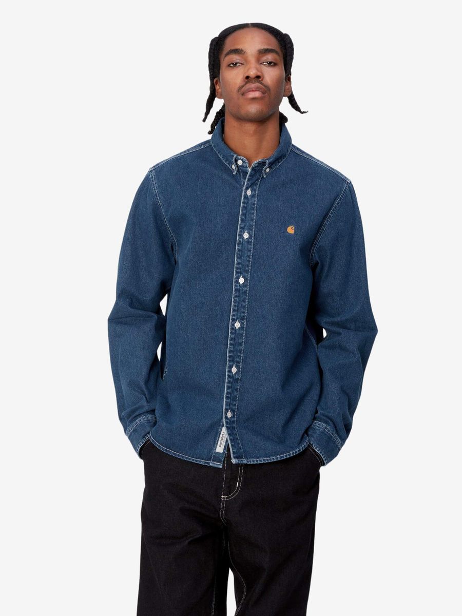 CARHARTT WIP — Рубашка LS Weldon Denim Blue (Stone Washed)