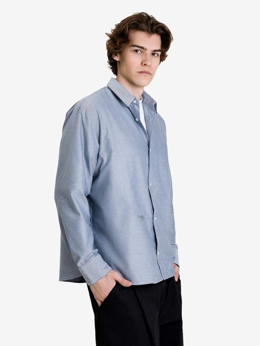 DISSIDENT — Рубашка Script Oxford Pocket Short in Light Grey