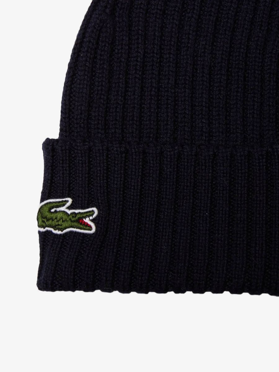LACOSTE — Шапка Knitted Wool Beanie Navy