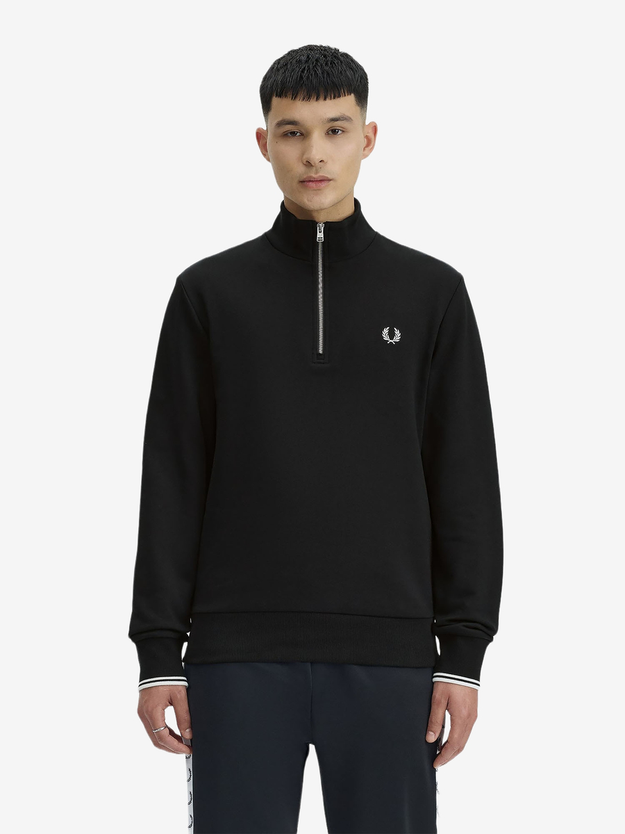 FRED PERRY — Свитшот Half Zip Black/White