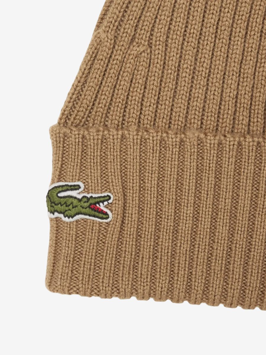 LACOSTE — Шапка Knitted Wool Beanie Brown