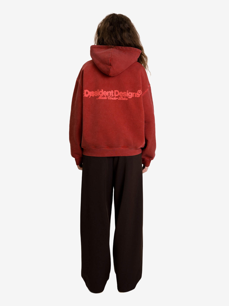 DISSIDENT — Худи DD Pufed Ink Dyed Hoodie in Faded Red