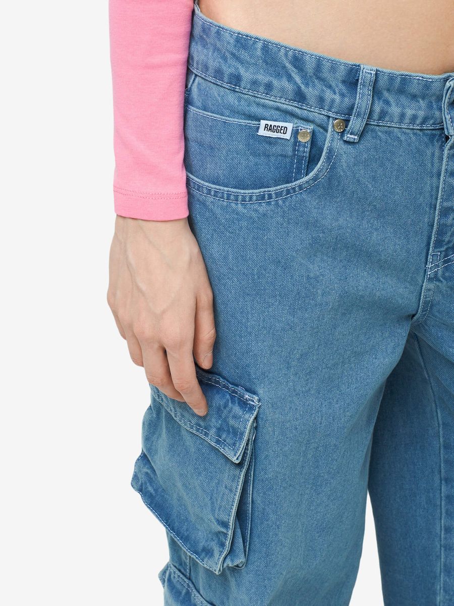 THE RAGGED PRIEST — Mid Blue Combat Release Jeans