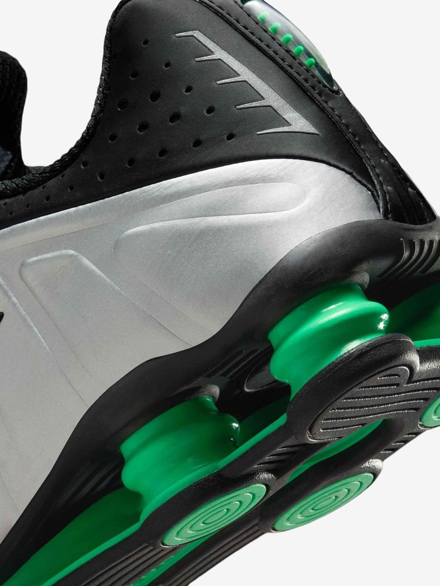 NIKE — Кроссовки Shox R4 Metalic Silver/Black/Green