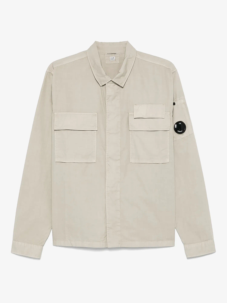 C.P. COMPANY — Овершот Organic Gabardine Hidden Zip Lens Dove