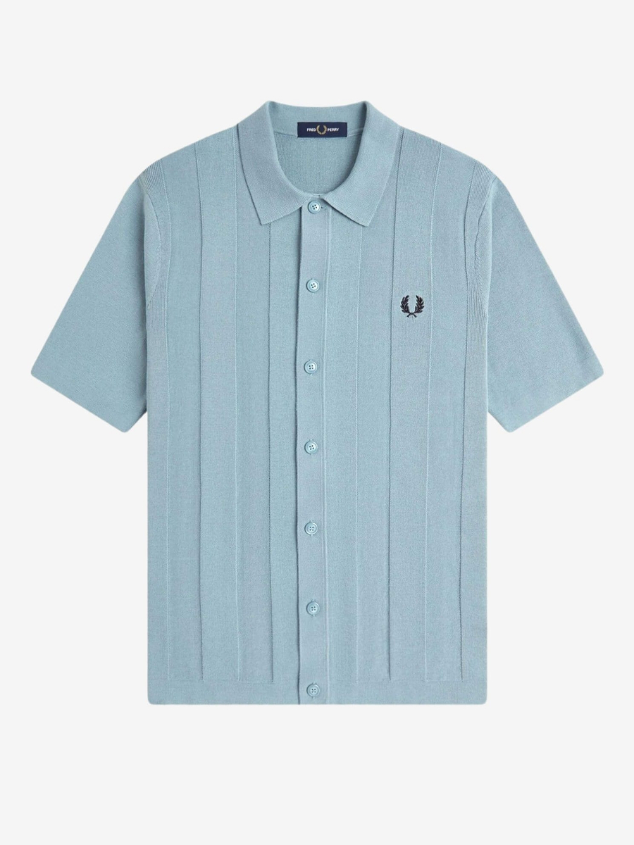 FRED PERRY — Рубашка вязанная Tonal Vertical Stripe Shirt Stockport Blue
