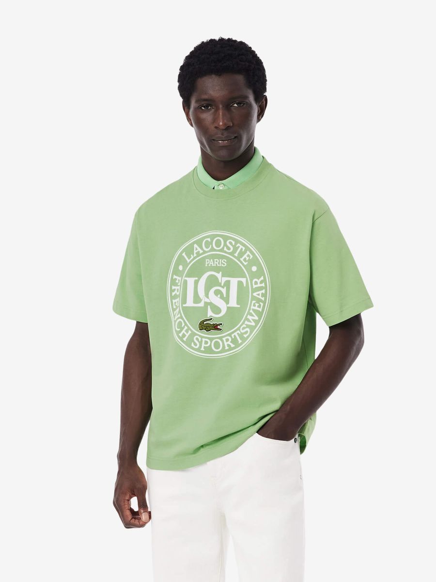 LACOSTE — Футболка Loose Fit Heavy Cotton Printed Tee Lime