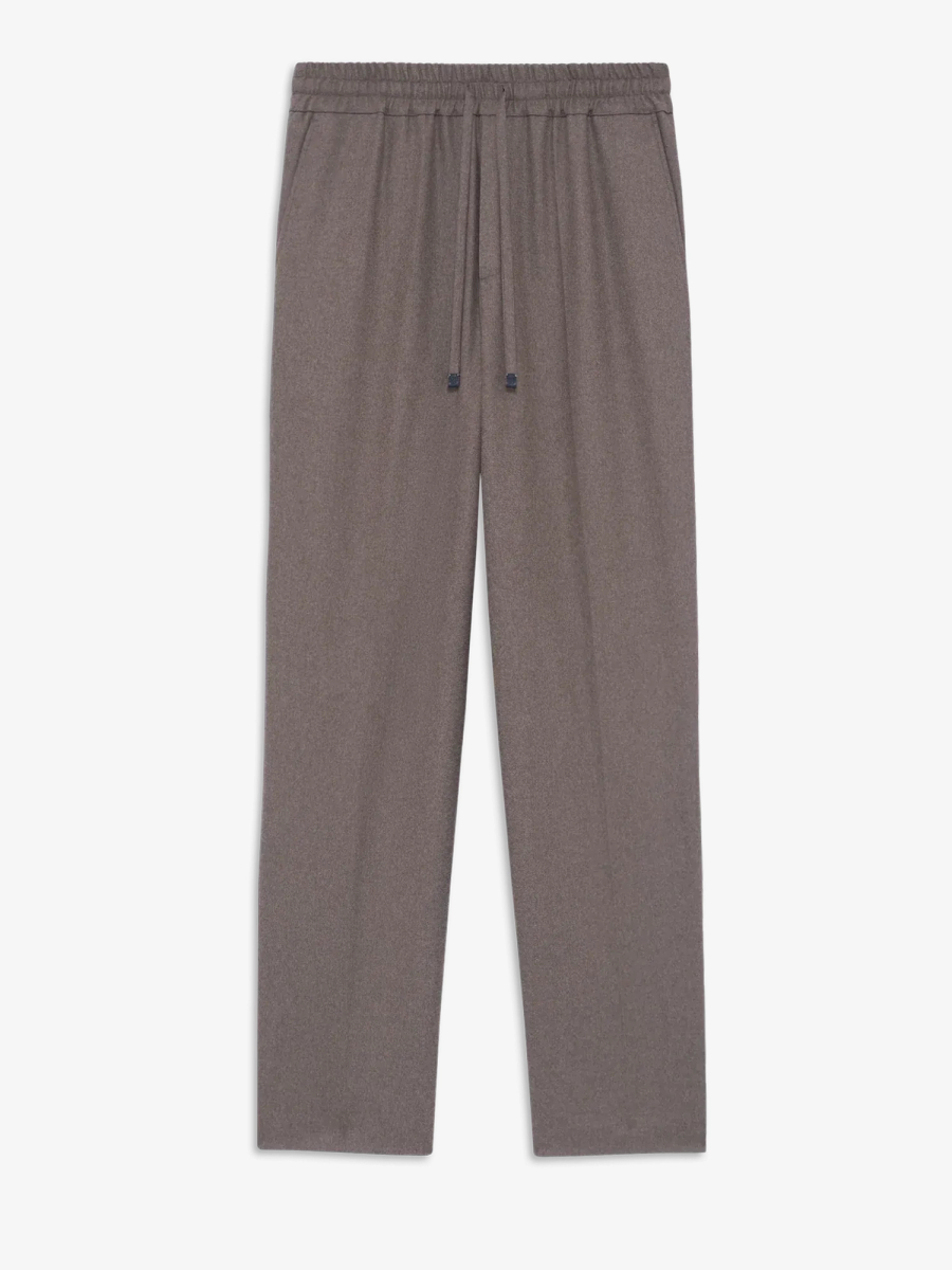 DRÔLE DE MONSIEUR — Брюки Elastic Waist Flannel Pant Light Brown
