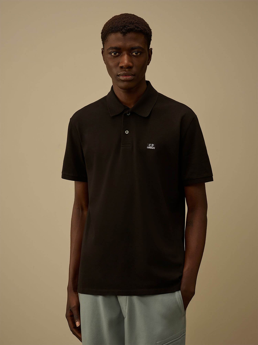 C.P. COMPANY — Поло Stretch Piquet Point Collar Polo Black