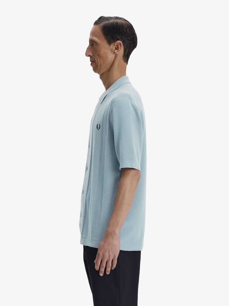 FRED PERRY — Рубашка вязанная Tonal Vertical Stripe Shirt Stockport Blue