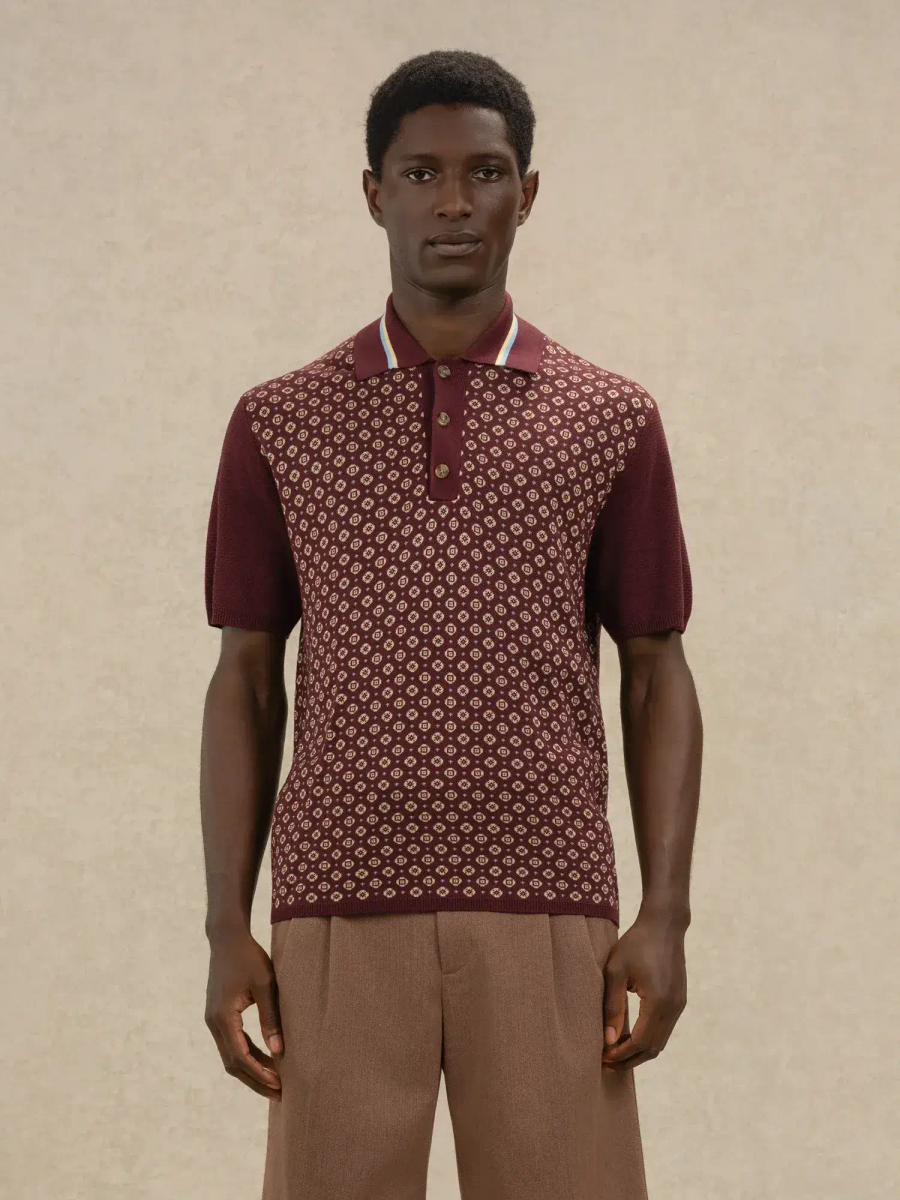 DRÔLE DE MONSIEUR — Поло Polo Maille Jacquard Cravate Dark Red
