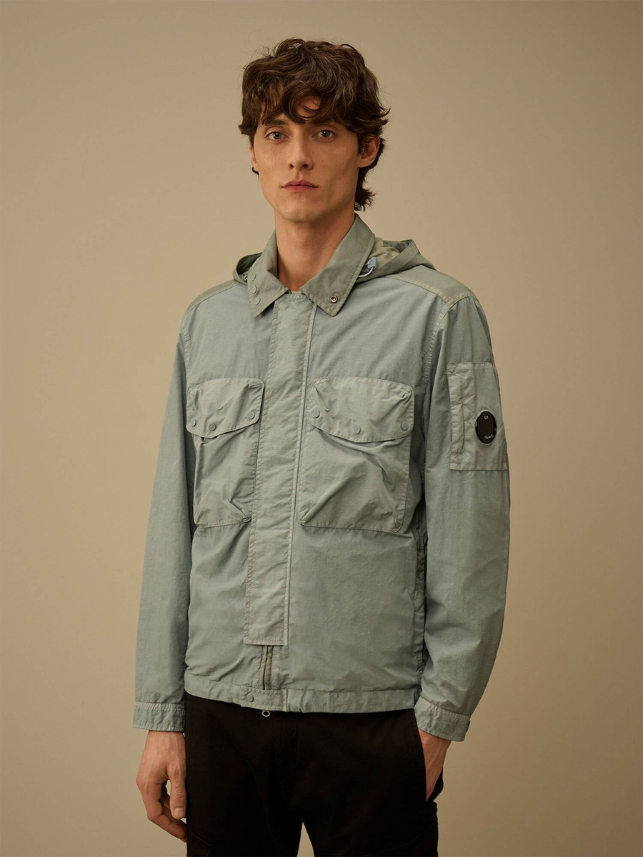 C.P. COMPANY — Овершот Flatt Nylon Mixed Goggle Overshirt Silver Blue
