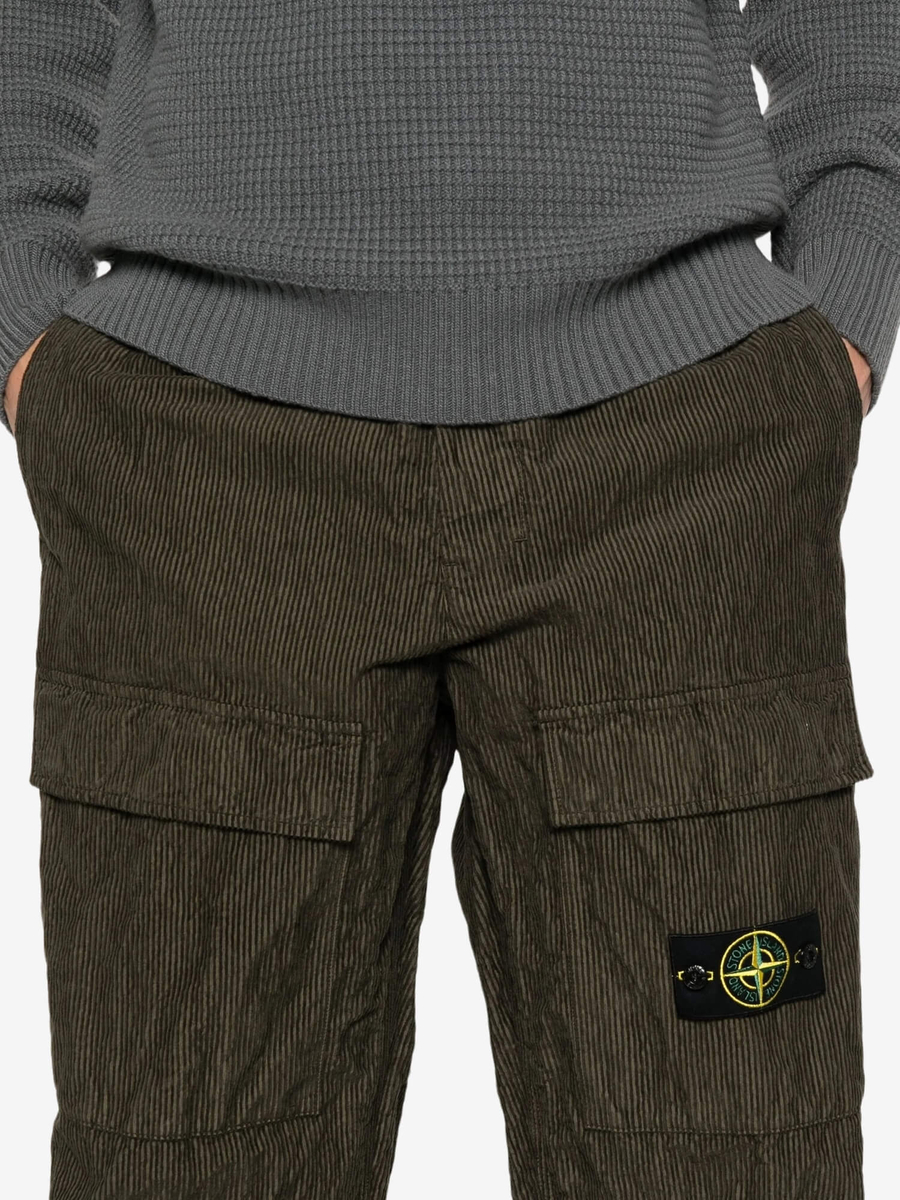 STONE ISLAND — Штаны Wrinkled Corduroy Trousers Green