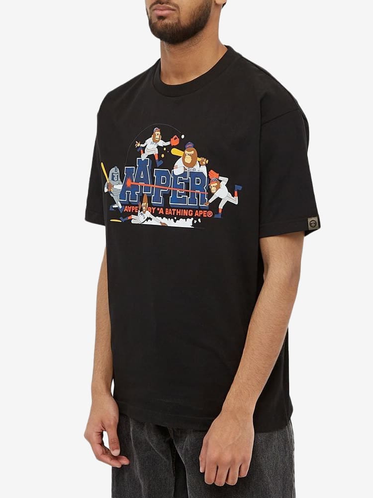 AAPE BY *A BATHING APE — Футболка Aape x Rob Flowers Aaper Tee Black