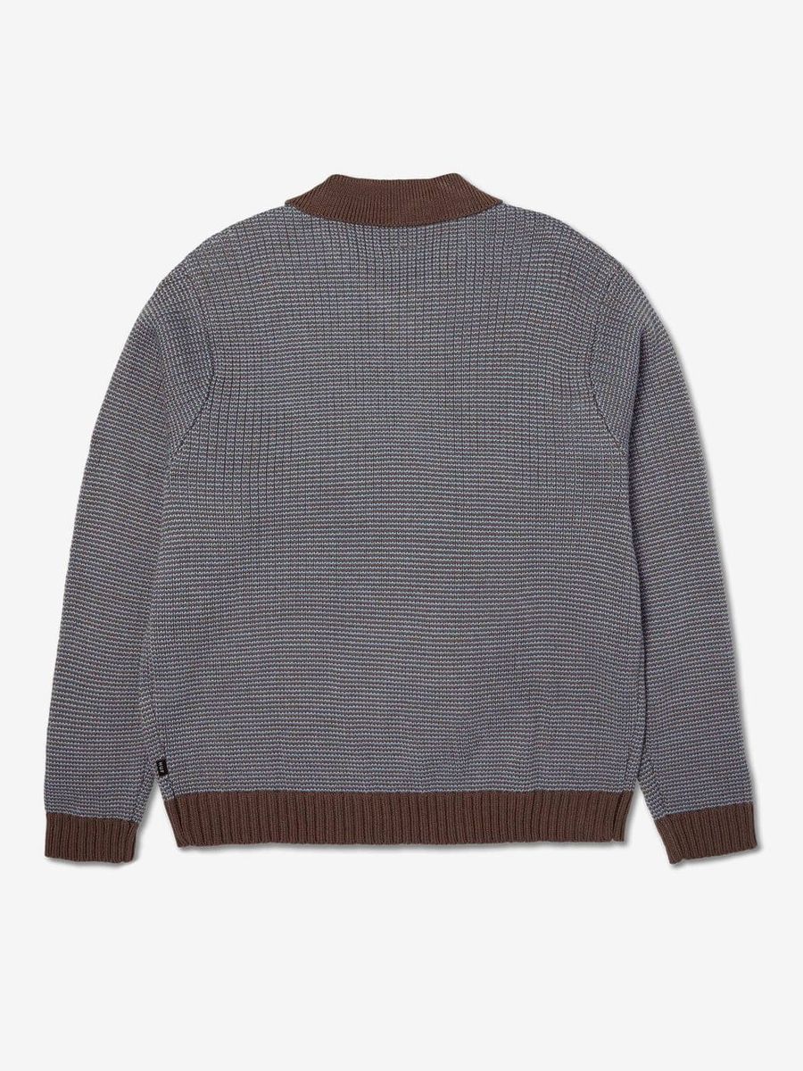 HUF — Свитер вязанный Megablast Two Tone Waffle Sweater Washed Blue/Moss