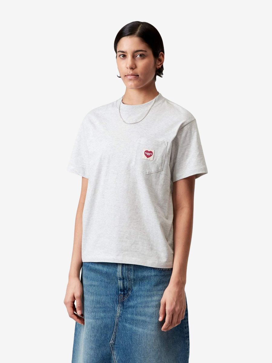 CARHARTT WIP — Футболка W S/S Pocket Heart Ash Heather/Red