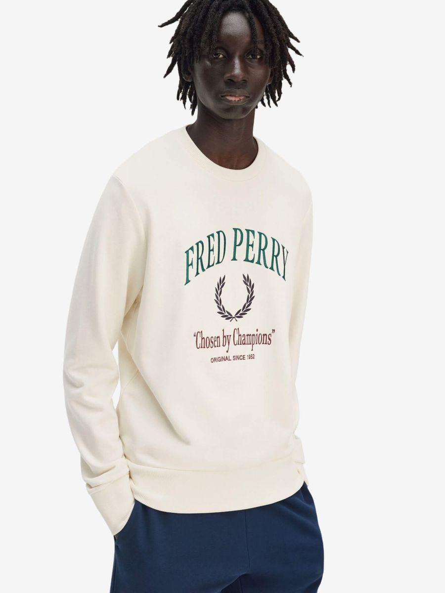 FRED PERRY — Свитшот Embroidered Champion Ecru Sweat