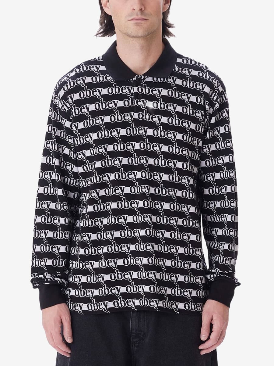 OBEY — Рубашка Поло Дл. Рукав Interlock Logo Jacquard Black Multi
