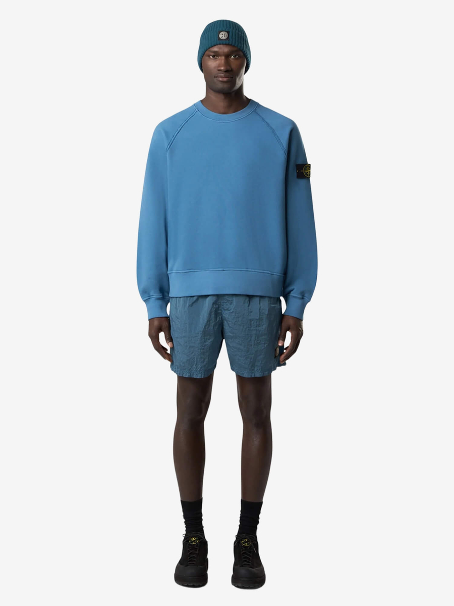 STONE ISLAND — Свитшот Organic Cotton Sweatshirt Gnawed Blue