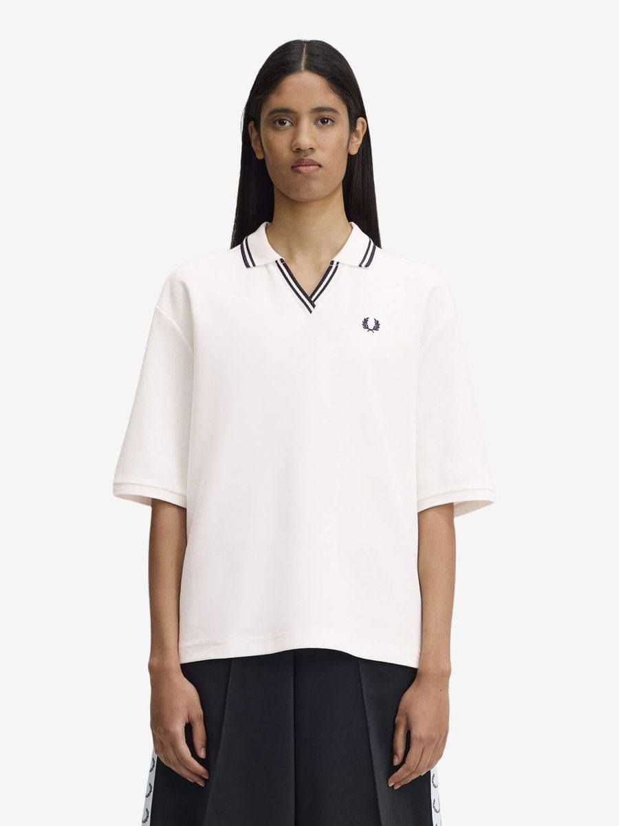 FRED PERRY — Поло W Open Collar Tipped Polo Shirt White/Black