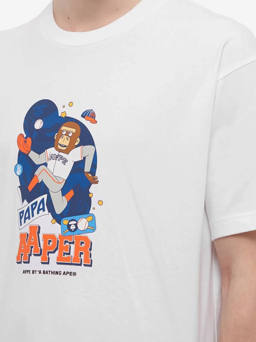 AAPE BY *A BATHING APE — Футболка Aape x Rob Flowers Papa Tee White