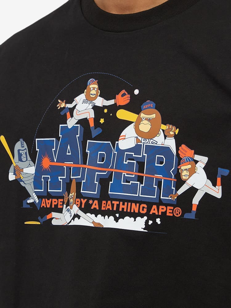 AAPE BY *A BATHING APE — Футболка Aape x Rob Flowers Aaper Tee Black
