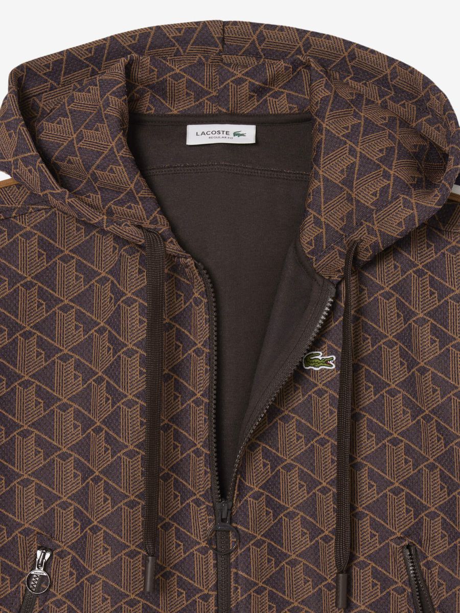 LACOSTE — Худи Jacquard Monogram Hoodie Brown