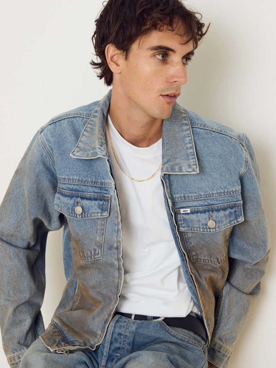 OBEY — Куртка Base Trucker Jacket Havy Vintage Light Indigo