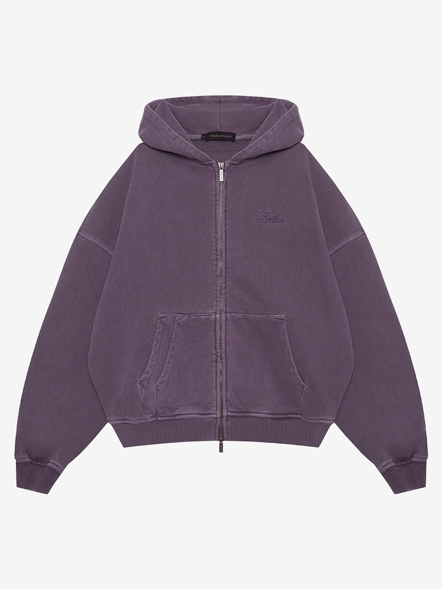 BRÛLER D’AMOUR — Худи Zip Muse Purple (Garment Wash)