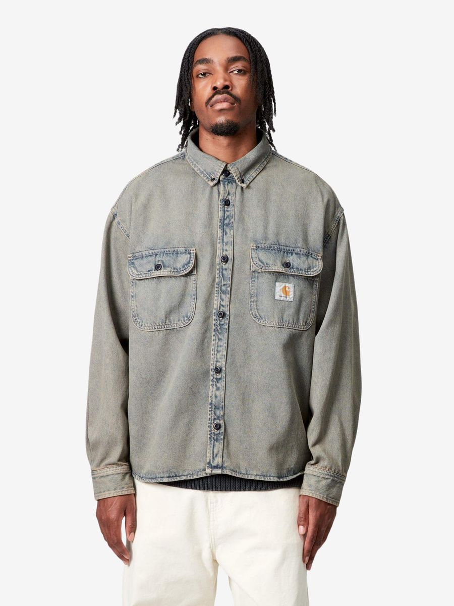 CARHARTT WIP — Рубашка L/S Tigan Shirt jac Blue/Leather (Garment Dyed)