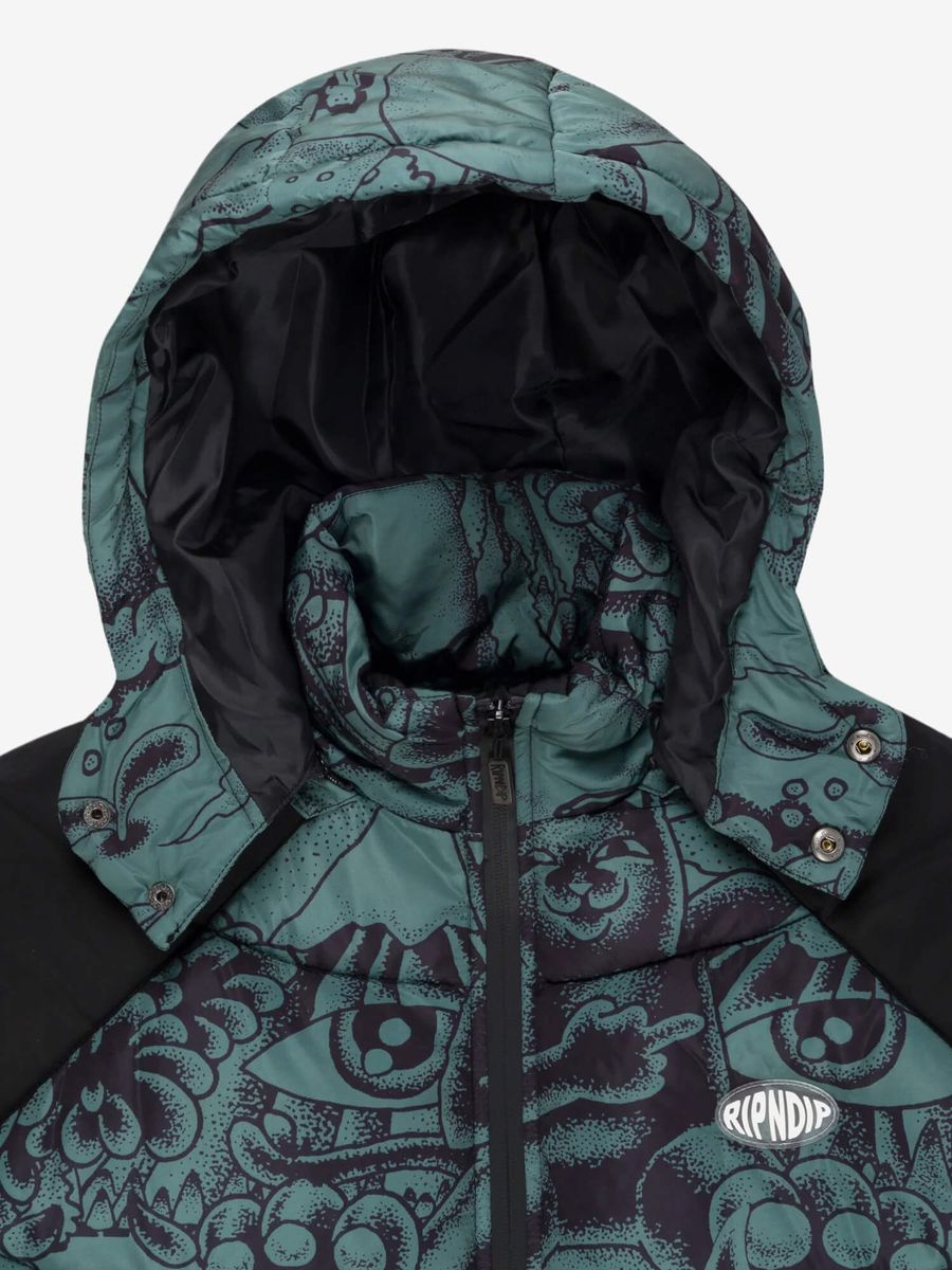 RIPNDIP — Куртка Dark Twisted Fantasy Puffer Olive/Black