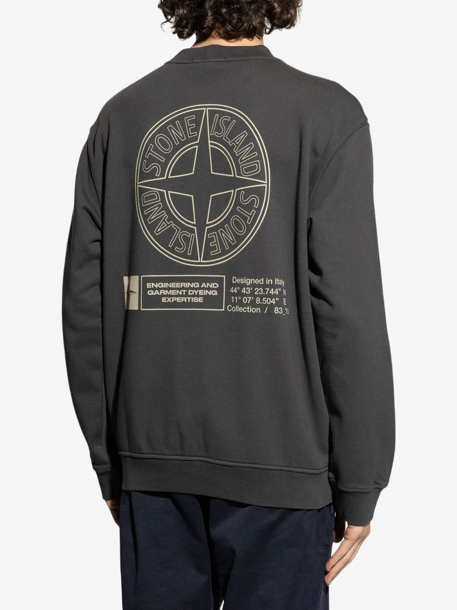 STONE ISLAND — Свитшот Cotton Fleece Sweat Grey
