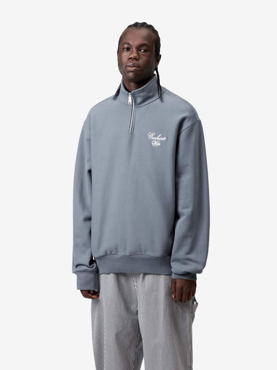 CARHARTT WIP — Свитшот Longhand Half Zip Sweat Cozy Blue/White