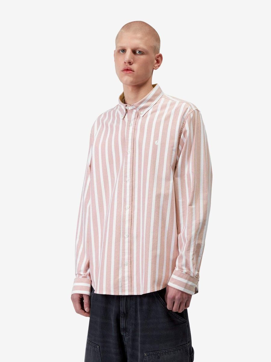 CARHARTT WIP — Рубашка Deven Stipe Oxide Red/White