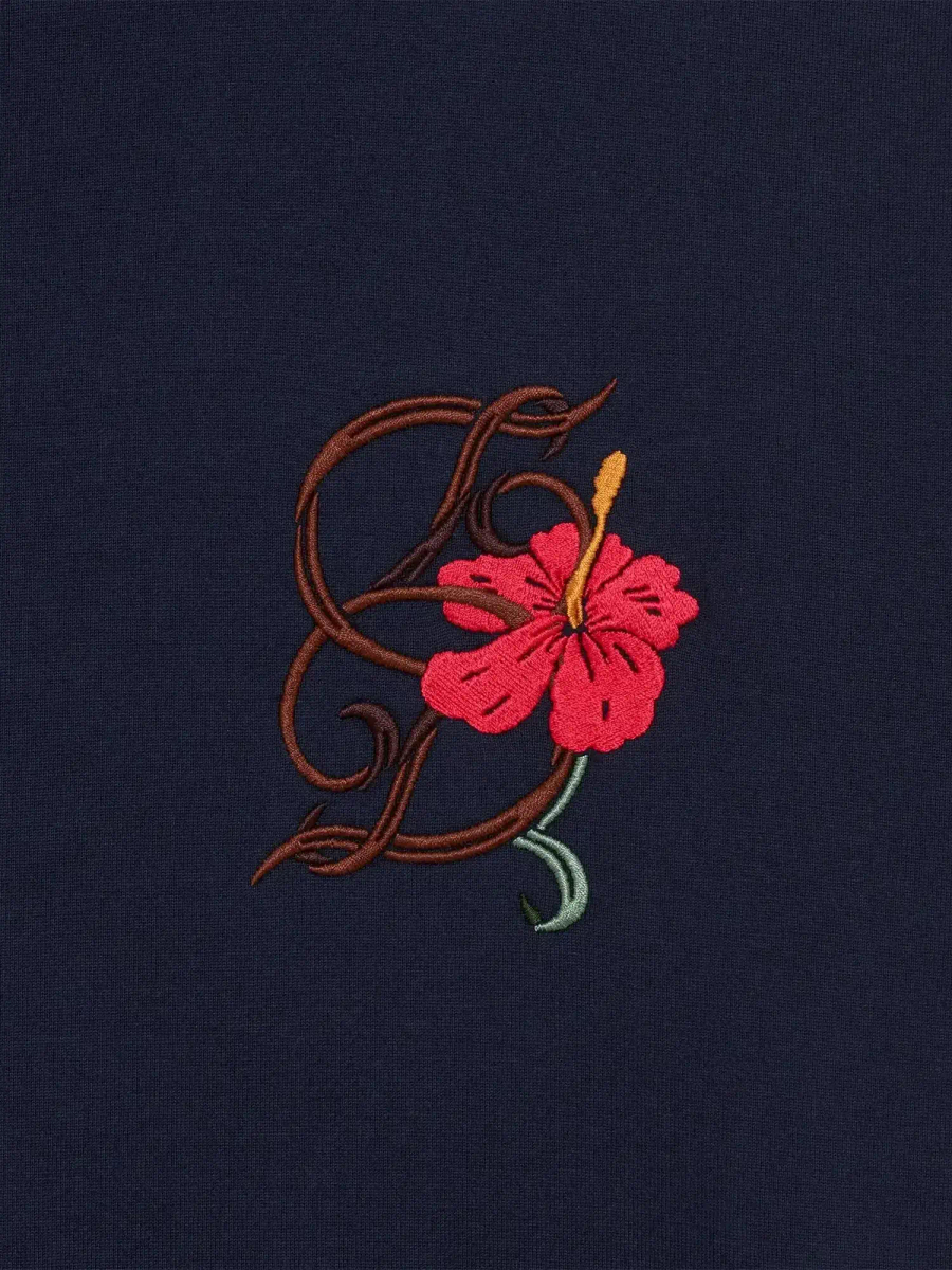 DRÔLE DE MONSIEUR — Футболка T-Shirt D Hibiscus Brodée Navy