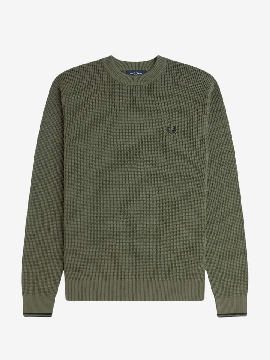 FRED PERRY — Свитер Waffle Stitch Jumper Laurel Wreath Green