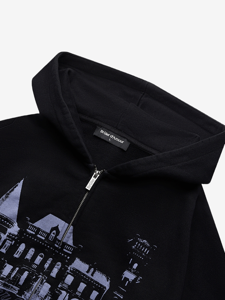 BRÛLER D’AMOUR — Худи Zip Ночной замок/Château de nuit Black