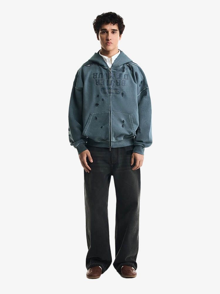 BRÛLER D’AMOUR — Худи Zip Inverse Grey (Dirty Wash)