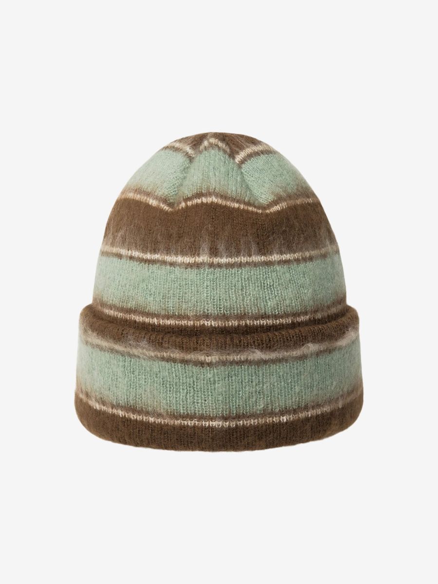 KANGOL — Шапка Fuzzy Stripe Beanie Brown