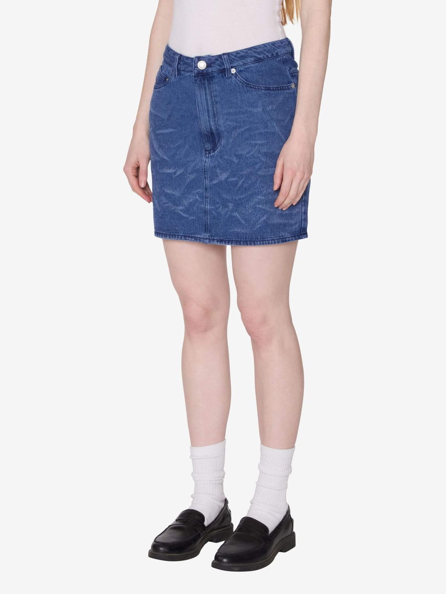OBEY — Юбка W Trinity Wrinkle Denim Skirt Medium Stonewash Indigo