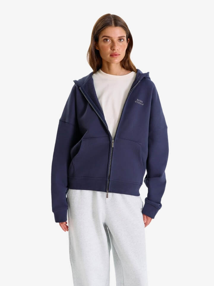 BRÛLER D’AMOUR — Худи Zip Logo de Base 01 Navy Blue