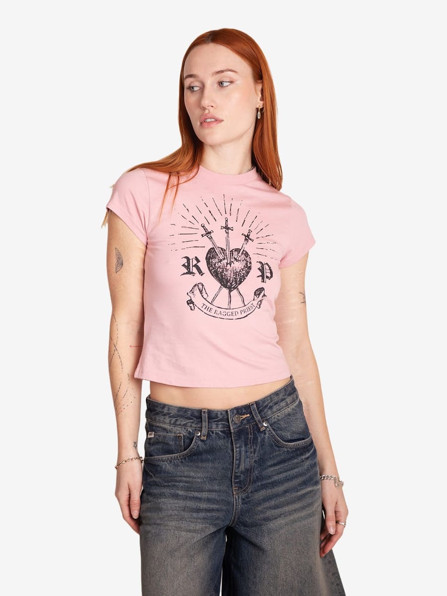 THE RAGGED PRIEST — Футболка Heart Baby Tee Pink