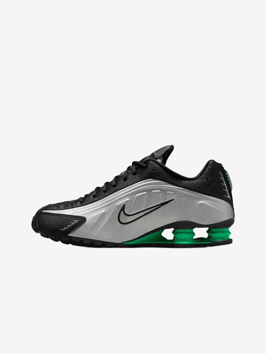 NIKE — Кроссовки Shox R4 Metalic Silver/Black/Green