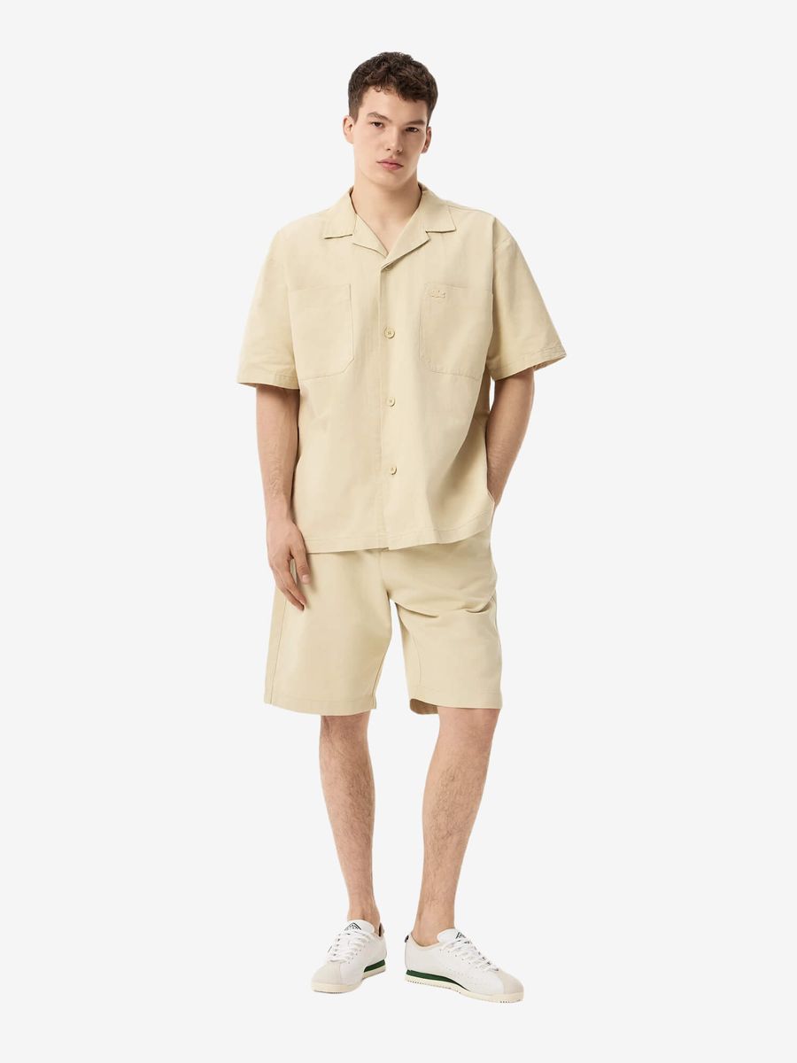 LACOSTE — Рубашка Linen Shirt SS Beige