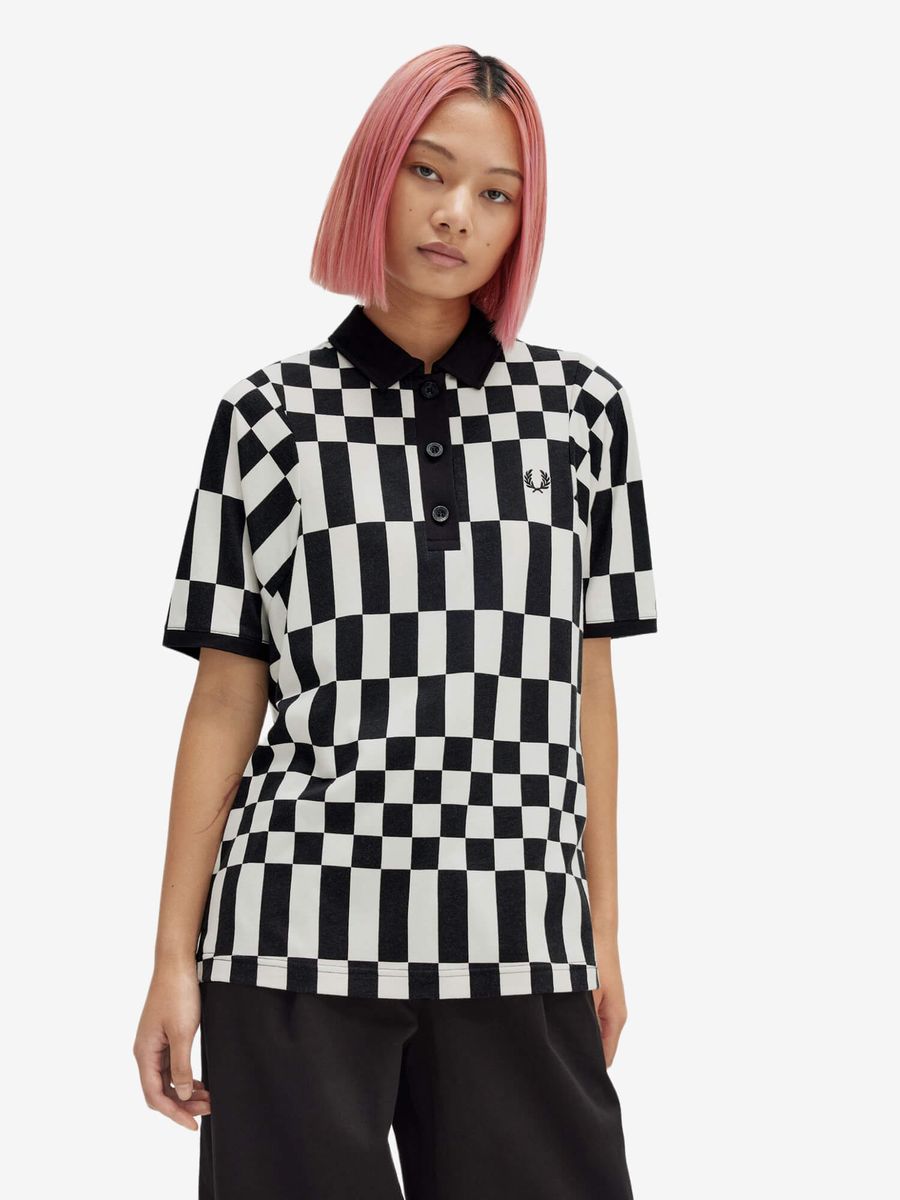 FRED PERRY — Футболка Поло W Chequerboard Black/White