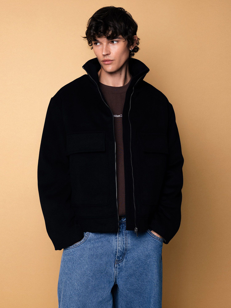 DISSIDENT — Куртка DST Cropped Zipper Coat in Black