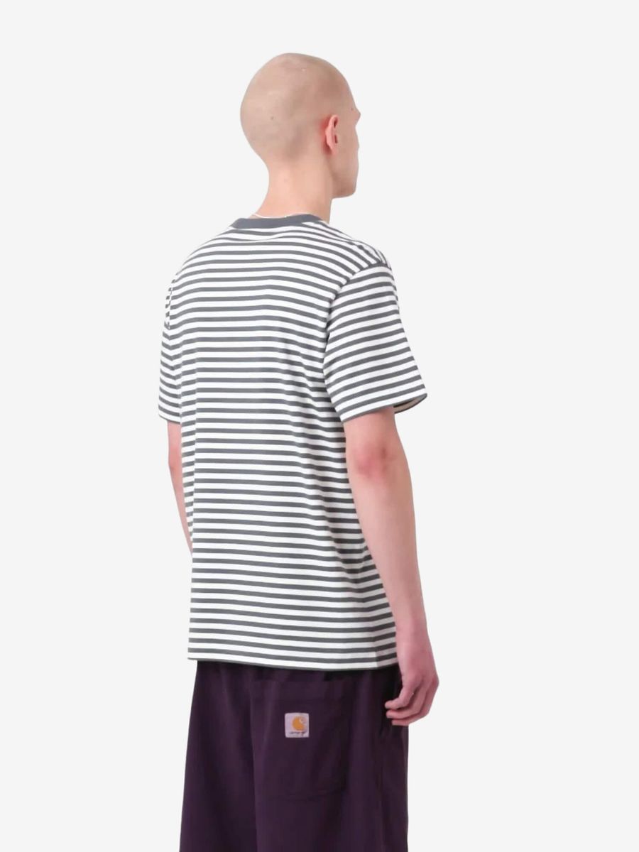 CARHARTT WIP — Футболка Ezra Pocket Stripe Tee Cozy Blue/Wax